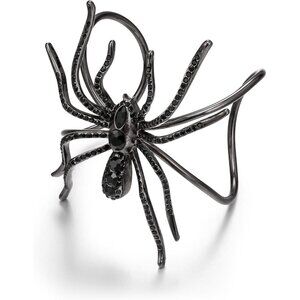 Halloween Jewelry Crystal Rhinestone Spider Cuff Bracelet Adjustable Gothic